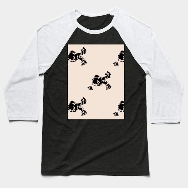 Black intricate fragments on a light beige surface. Baseball T-Shirt by grafinya